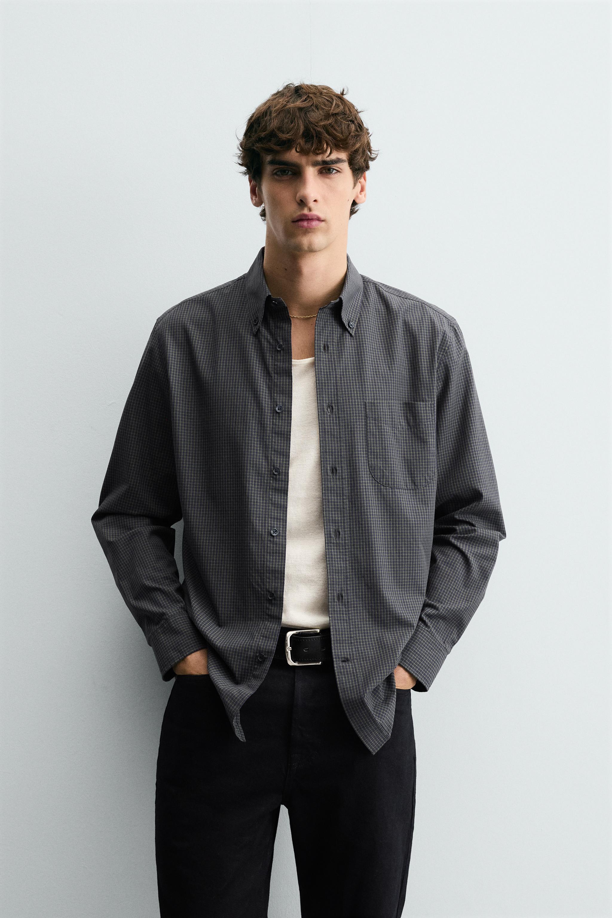 TEXTURED PLAID SHIRT